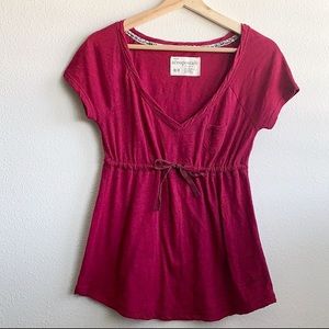Aeropostale Original Magenta V Neck Tie Waist Top